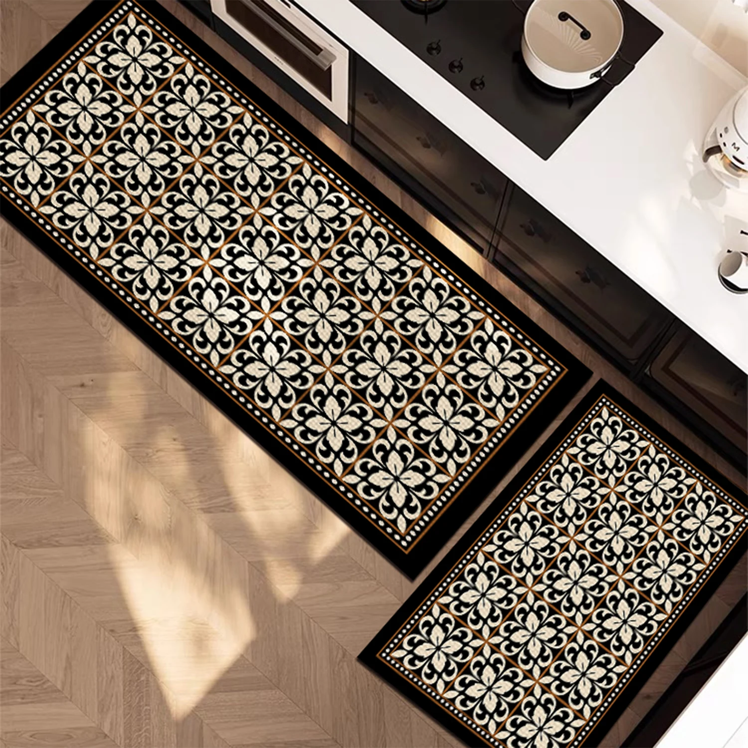 Vintage Kitchen Floor Mat Oil-proof Waterproof Kitchen Rug PVC Leather Washable Long Kitchen Carpet 러그 Alfombra Cocina שטיח מטבח
