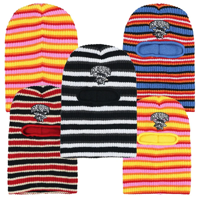 

Y2K streetwear brand, men's and women's warm and comfortable, trendy and fashionable knitted hood with stripes