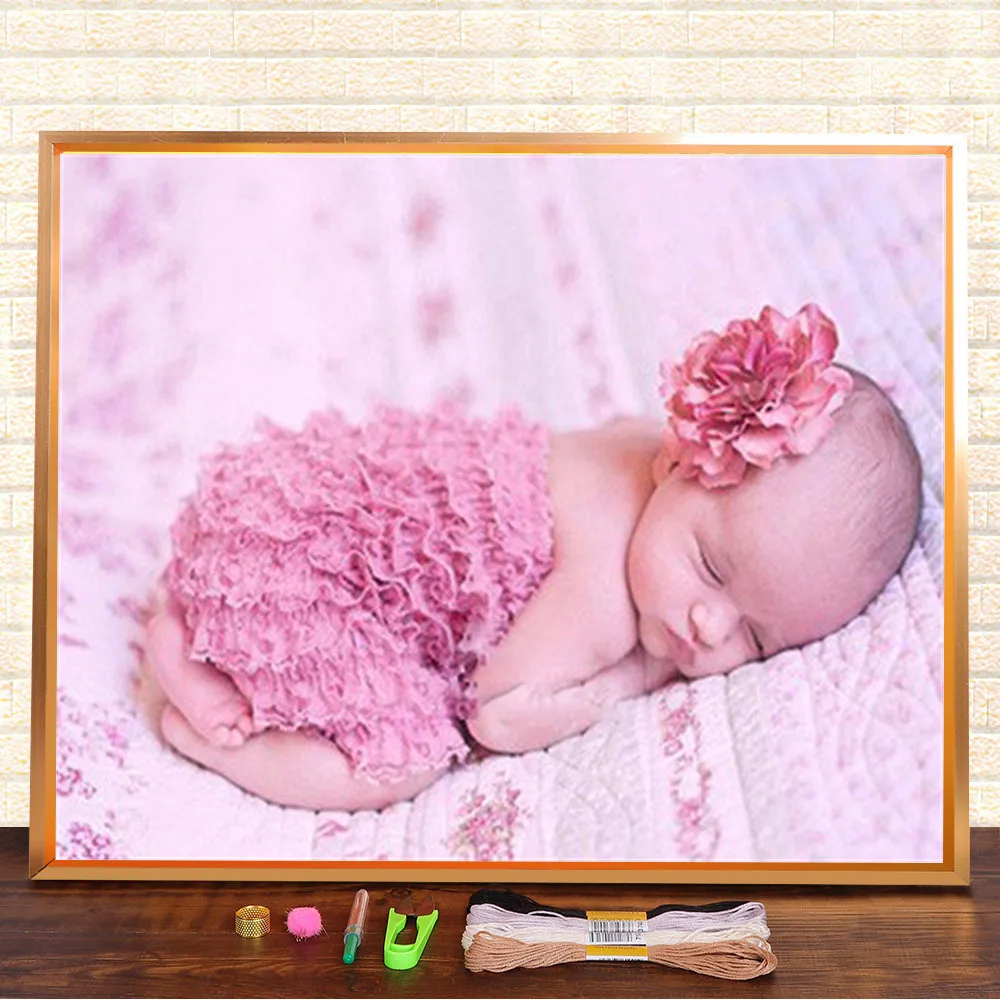 Baby Newborn Printed 11CT Cross Stitch Embroidery Set DMC Threads Sewing Needlework Craft Handmade Package  Magic