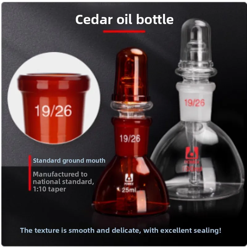 25ML Microscope Oil Bottle Cedarwood Oil Bottle Double Layer Glass Triangle Dropper for Microscopes