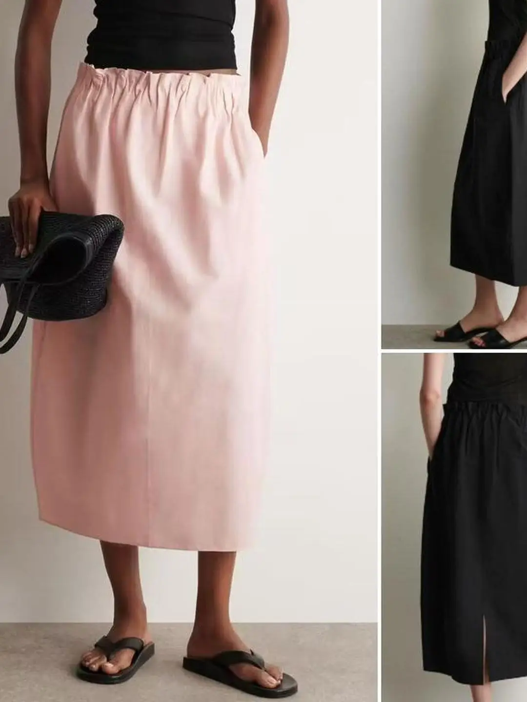 Casual Versatile Standard Fit Mixed Fiber Midi Skirt for Women City Walk Suitable Spring Summer Season mid Waist Design
