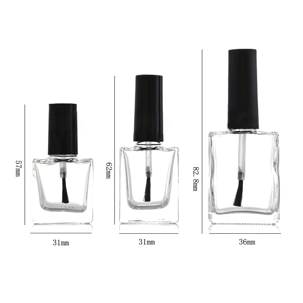 5PCS Clear Glass Nail Polish Bottle With Brush Empty Cosmetic Containers Refillable  Nail Art Containers Travel Portable Vials