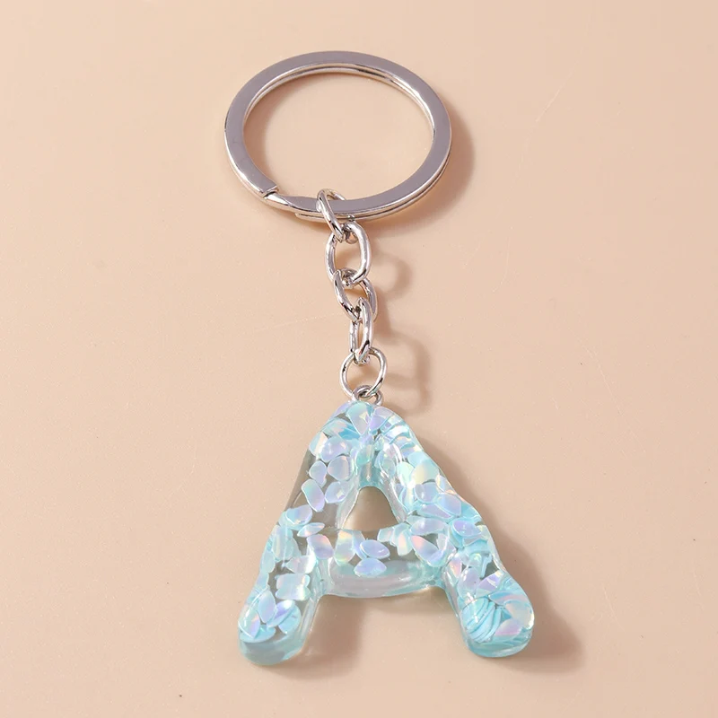 Colorful Acrylic Glitter Alphabet Keychain 26 Initials A-Z Letter Key Rings Charms Pendants for Women Bag Decor DIY Jewelry Gift