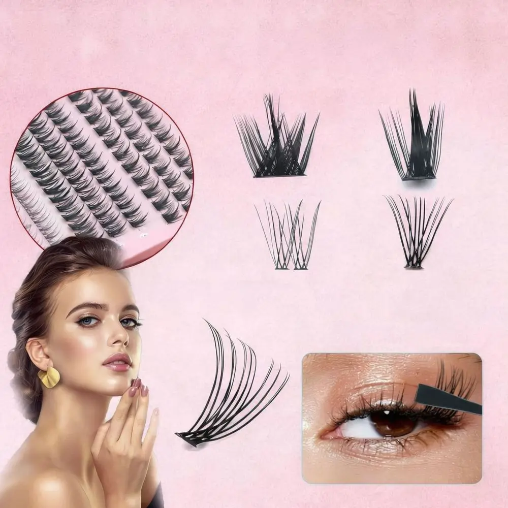 Cluster False Eyelashes Natural Long Extension Soft Fiber Lashes Black Band Makeup Supplies For QIUNING Beauty Accessories