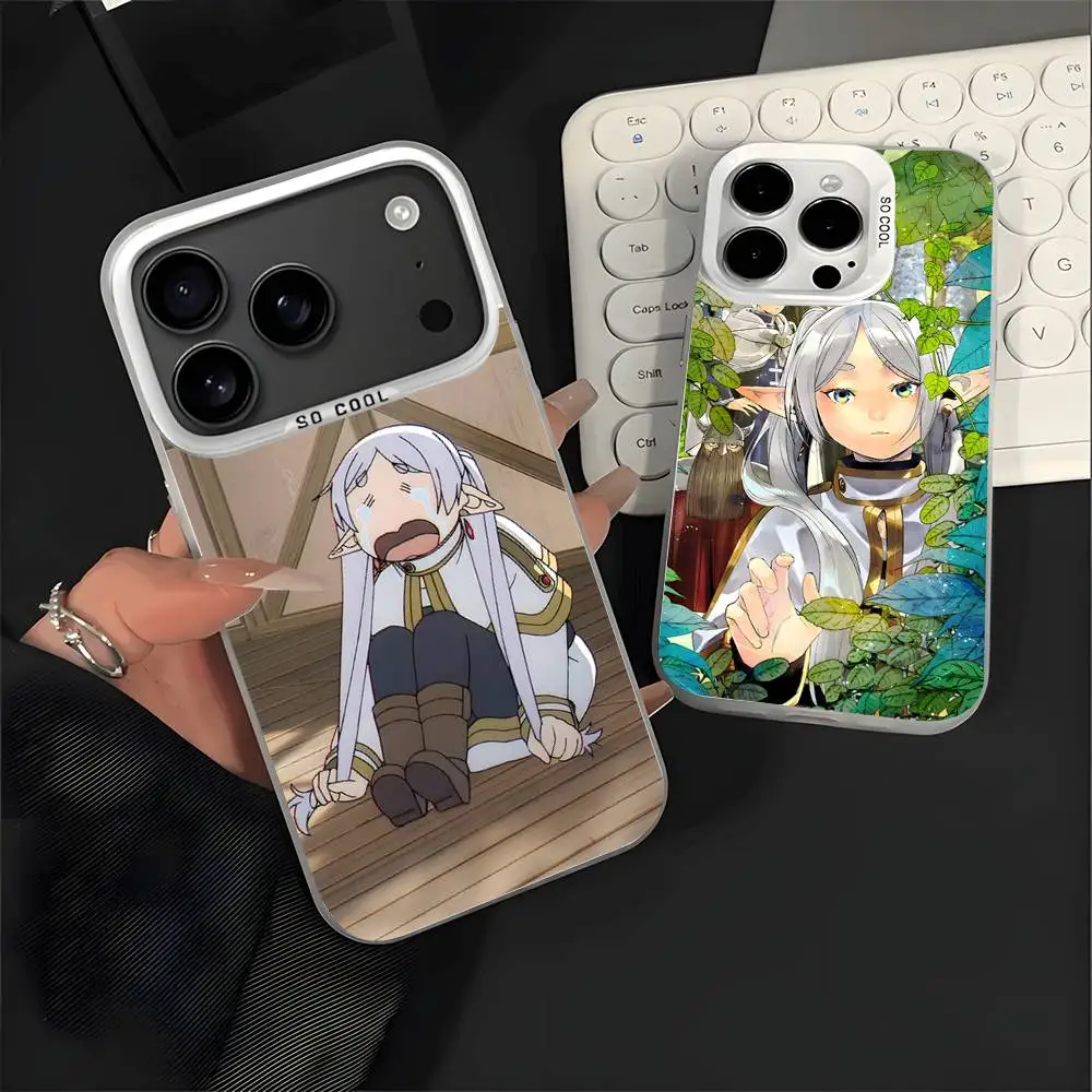 

F-FrierenS S-Sousou Anime For iPhone 17,16,15,14,13,12,11,Mini,Pro,E,SE4,XS,MAX White Shockproof Candy Matte Cover