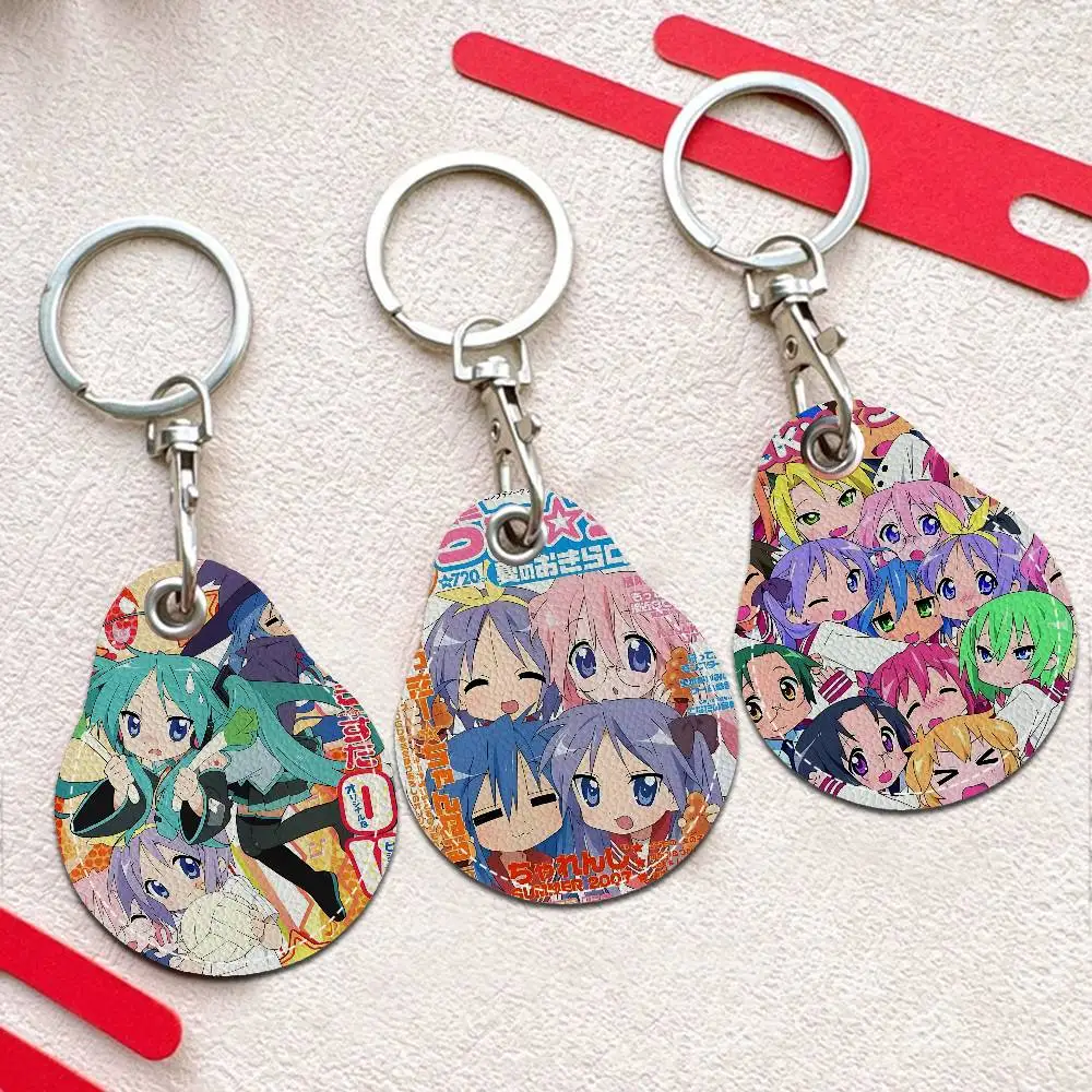 L-Lucky S-Star ANIME Round Keychains For Women PU Leather Blanks Key Rings Ideal For Holiday Gifts And Party Favors