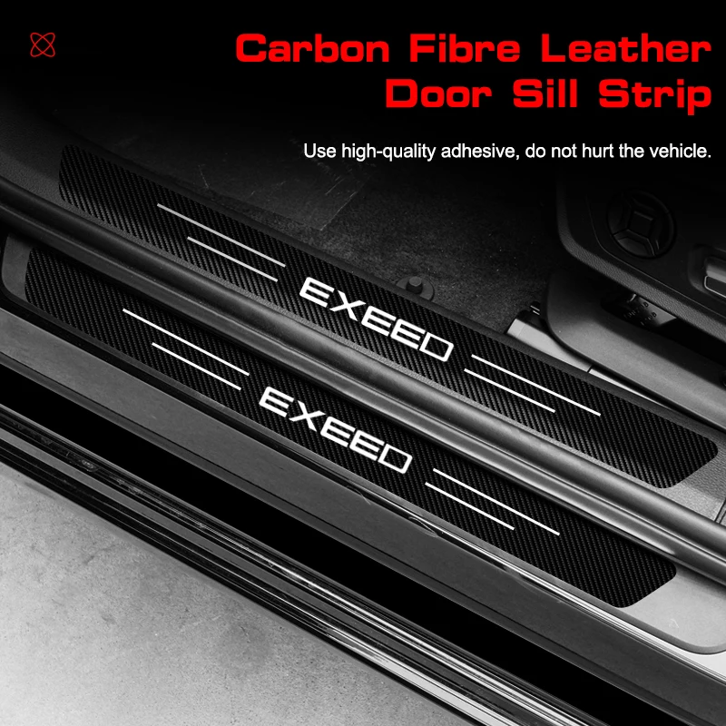 

4Pcs Carbon Fiber Car Door Sill Protector Welcome Pedal Decoration Leather Stickers for Chery Exeed RX LX TX TXL VX Accessories