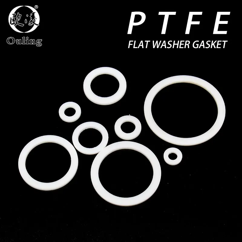 PTFE Flat Gasket Height 1/2/2.5/3mm Inner Hole Diameter M4-M57mm White Corrosion-Resistant Seals Ring Flat Washer Fast Delivery