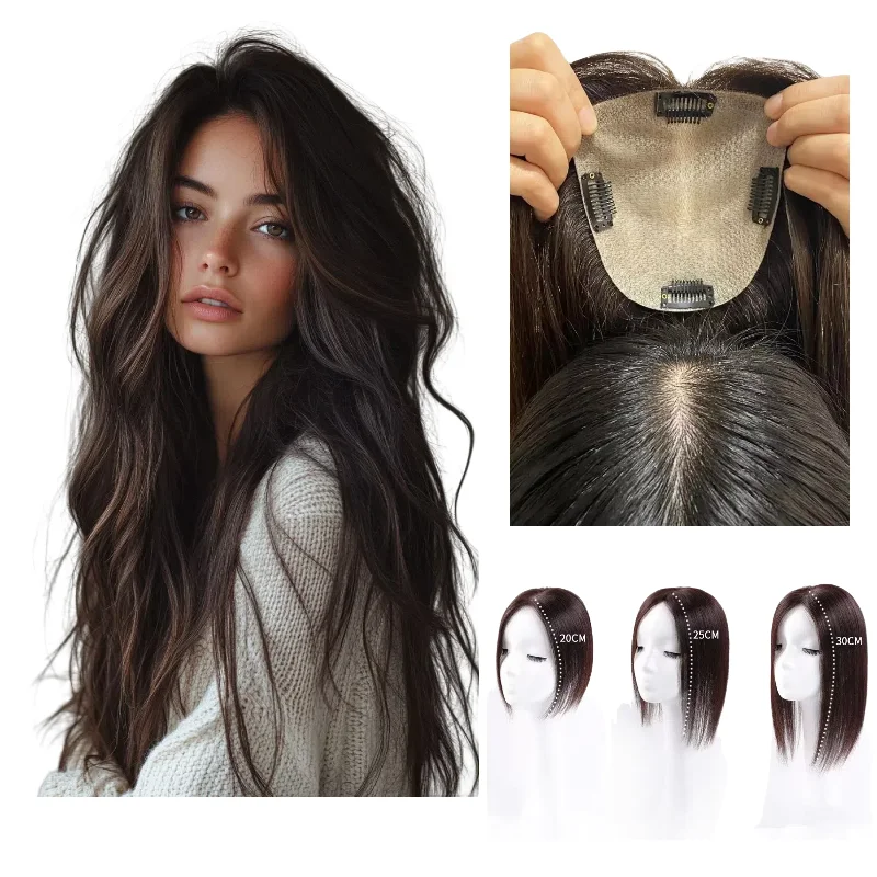 

Silk Base Hair Topper For Women 100% Human Hair Middle Part 25cm 30cm 35cm Discreet Packaging Fast Ship