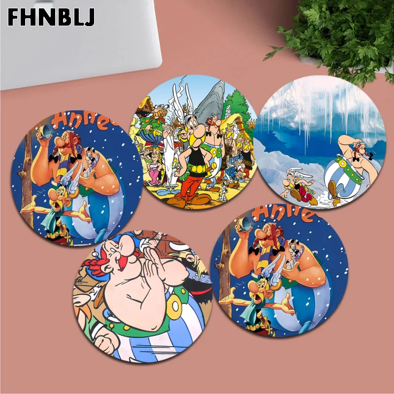 Asterix Obelix Mousepad Small Round Office Student Gaming Thickened Writing Pad Non-slip Cushion Mouse Pad For PC Computer Table