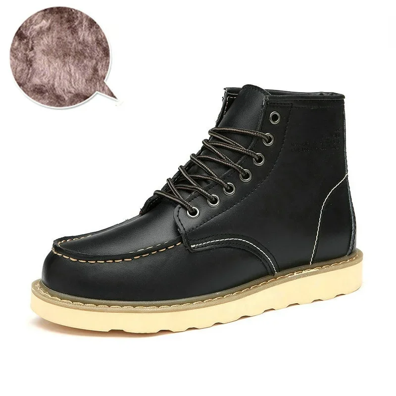 زوجين العمل الأدوات الأحذية الجلدية الناعمة مقاوم للماء في الهواء الطلق الثلوج الأحذية الدفء الشتاء الرجال أحذية رياضية كاجوال للجنسين حذاء من الجلد #3