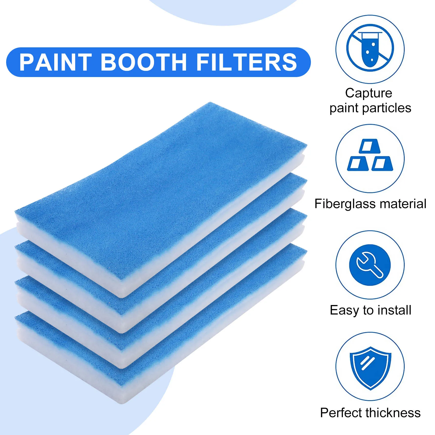 ABUP-Airbrush Hobby Airbrush Spray Booth Filter Set, Fiberglass Booth Replace Filter Compatible For Master, Paasche 4Pcs Blue