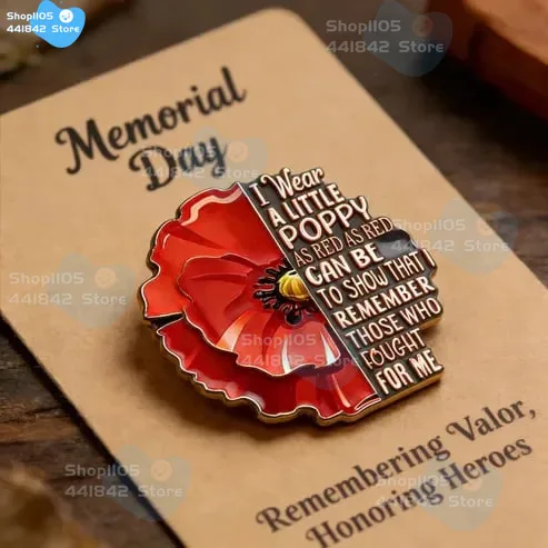 Red Poppy Remembrance Lapel Pin Red Friday Exquisite Brooch-Patriotic Appreciation Awareness Pin