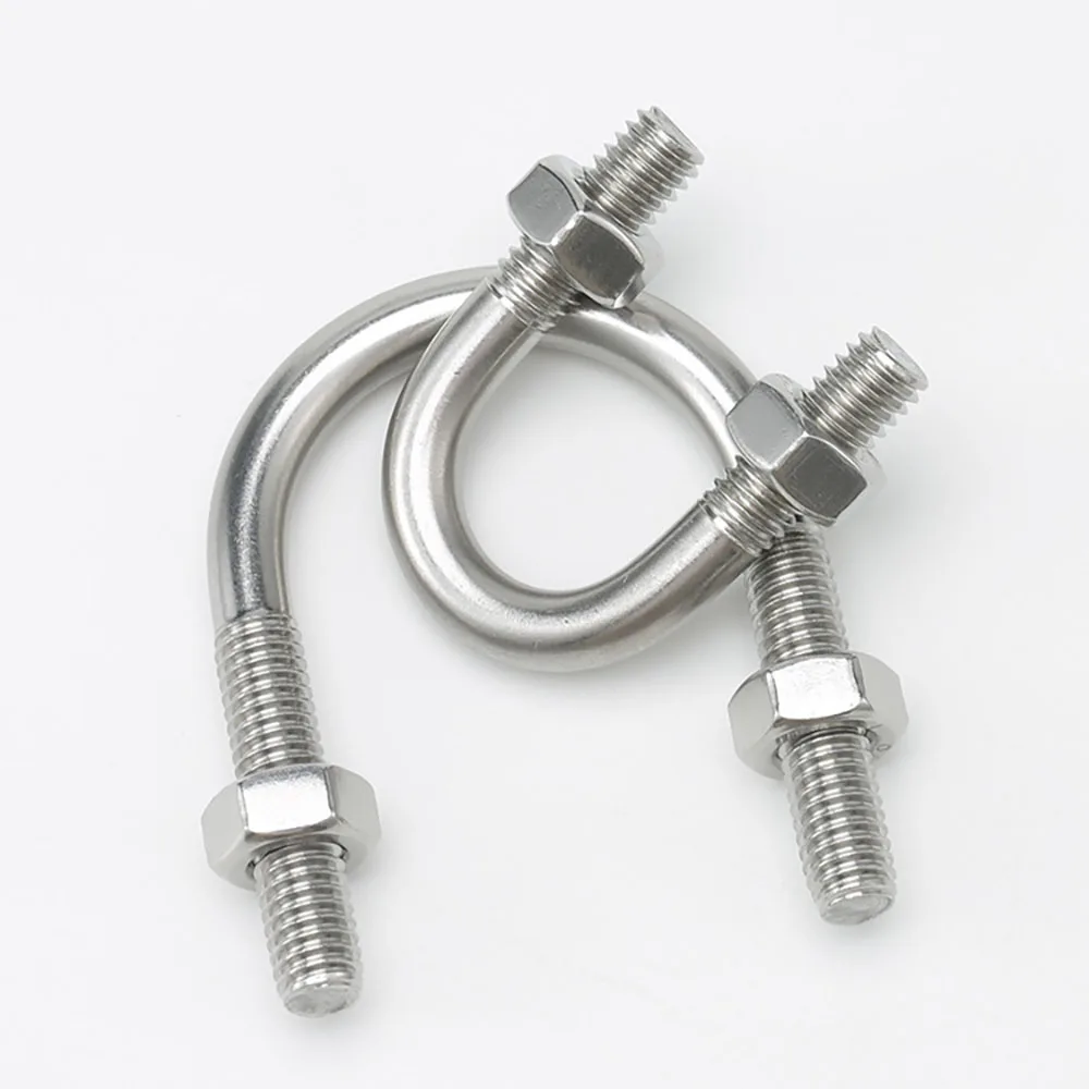 1/2/5Pcs 304 Stainless Steel U-Bolts With Nuts M6 M8 U Shape Pipe Clamp Fixing Buckles Length 14mm-161mm Pipeline Fasteners