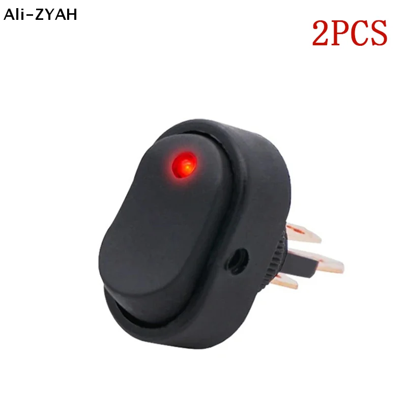 （YY）2Pcs Toggle Switch 12V 30A Oval Rocker Switch 3 Pin Red Blue LED Lighted On Off Switch for Automative Car RV Marine Boat