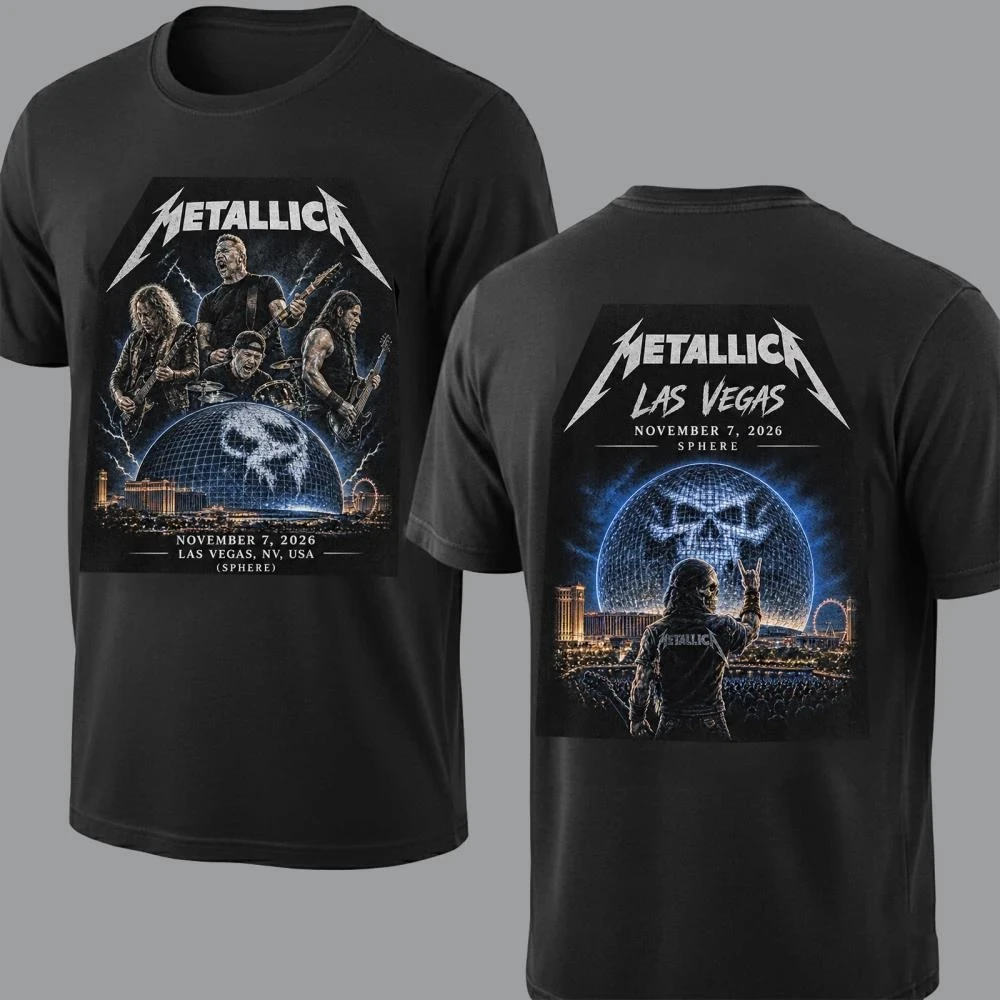 Metallica 2026 Las Vegas Sphere Concert Men and women T-shirt M72 World Tour Rock Band Print Short Sleeve Oversize tee