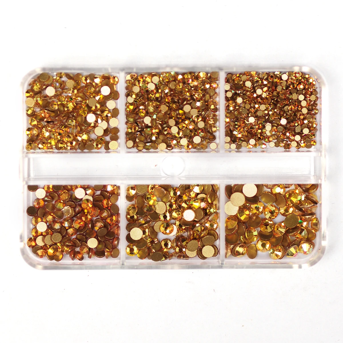 أحجار أظافر بقاع مسطح للتصميم بنفسك ، إكسسوارات أظافر بأشعة الشمس ، أحجام مختلطة ، زخرفة فن الأظافر ، 6 شبكات حجر الراين لكل صندوق ، 7.5