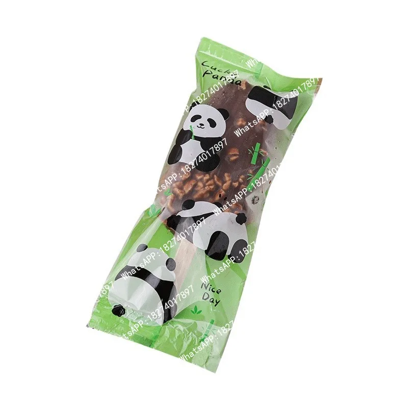 200pcs Lucky Panda Ice Cream Packaging Bag Plastic Popsicle Sealed Bag DIY Ice Cream Packing Bags 19x8cm