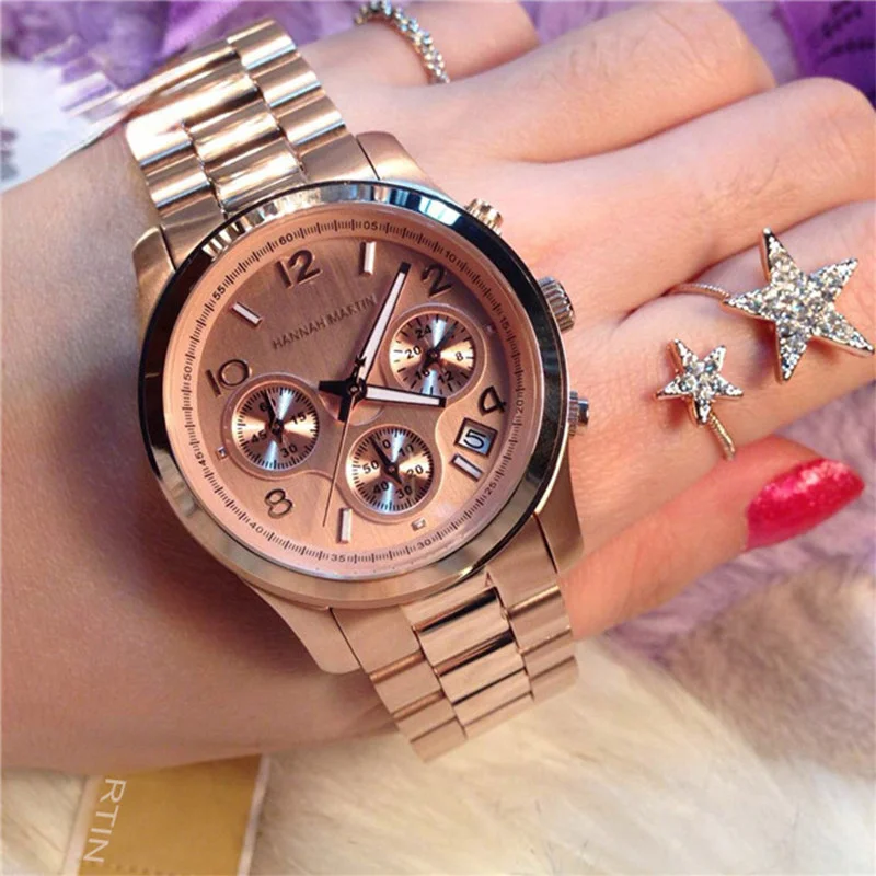 2022 Classic Women Rose Gold Top Brand Luxury Laides Dress Business Fashion Casual Waterproof Watches Quartz Calendar Wristwatch