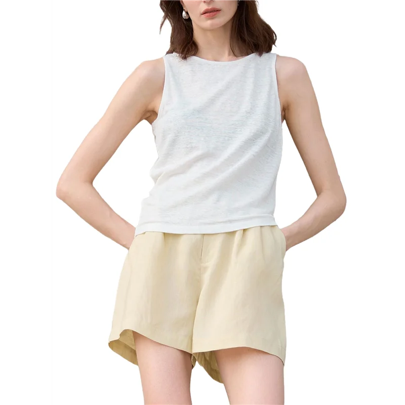 

CGS-Womens Drape Neck Tank Tops Sleeveless Ruched Dressy Casual Summer Shirt Blouses