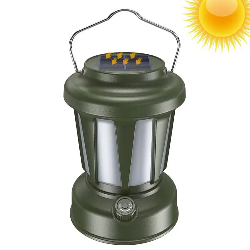 Outdoor Camp Lamp Vintage Camping Lamp IPX4 Waterproof Rechargeable Lantern For Camping Camping Lights Solar TYPE-C Rechargeable