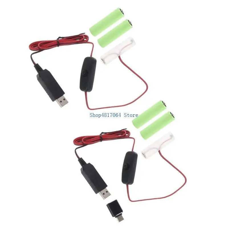 

T3LB USB Power Converter DC-Buck Battery Type C to 4.5V LR6/AM3/AA Battery Replace 3PCS Batteries