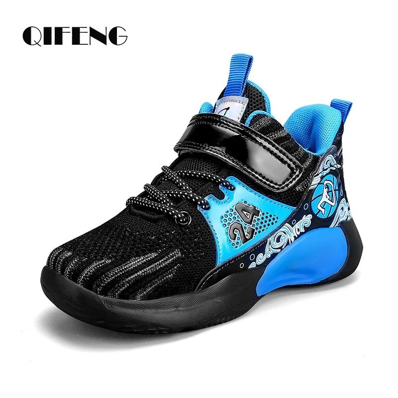 Children Fashion Casual Sport Shoes Boy Basketball Summer Kids Light Basket Mesh Sneakers Child Tenis Male Sport Shoes All Black