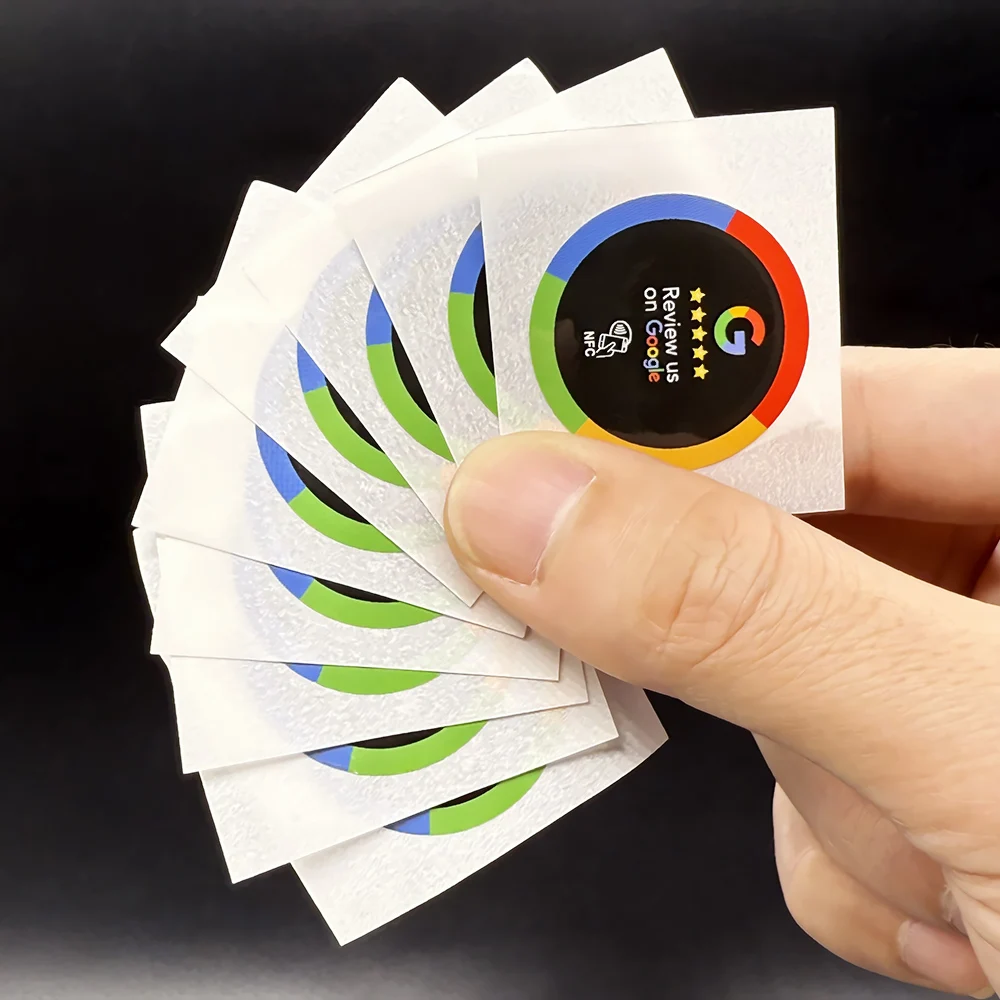10pcs 30x30mm NFC Review Stickers 504Bytes 13.56MHz Programmable Google Tags Compatible with All NFC Phones NFC Tags