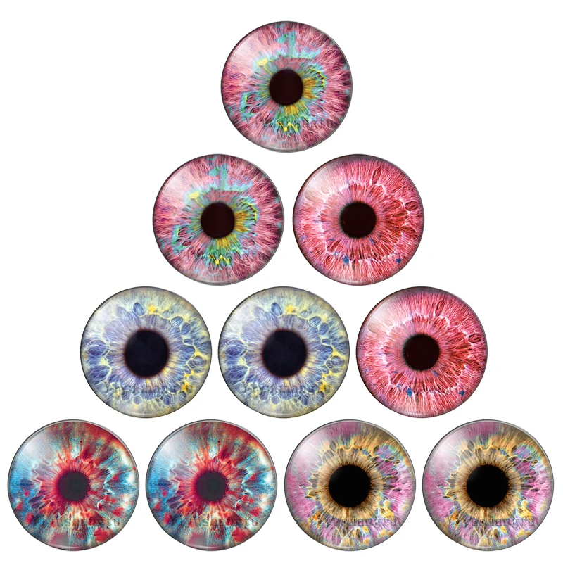 Colour Animal Cat Dragon Eyes 10mm/12mm/18mm/20mm/25mm Round Glass Cabochon Flatback Photo Jewelry Finding Cameo Pendant Setting