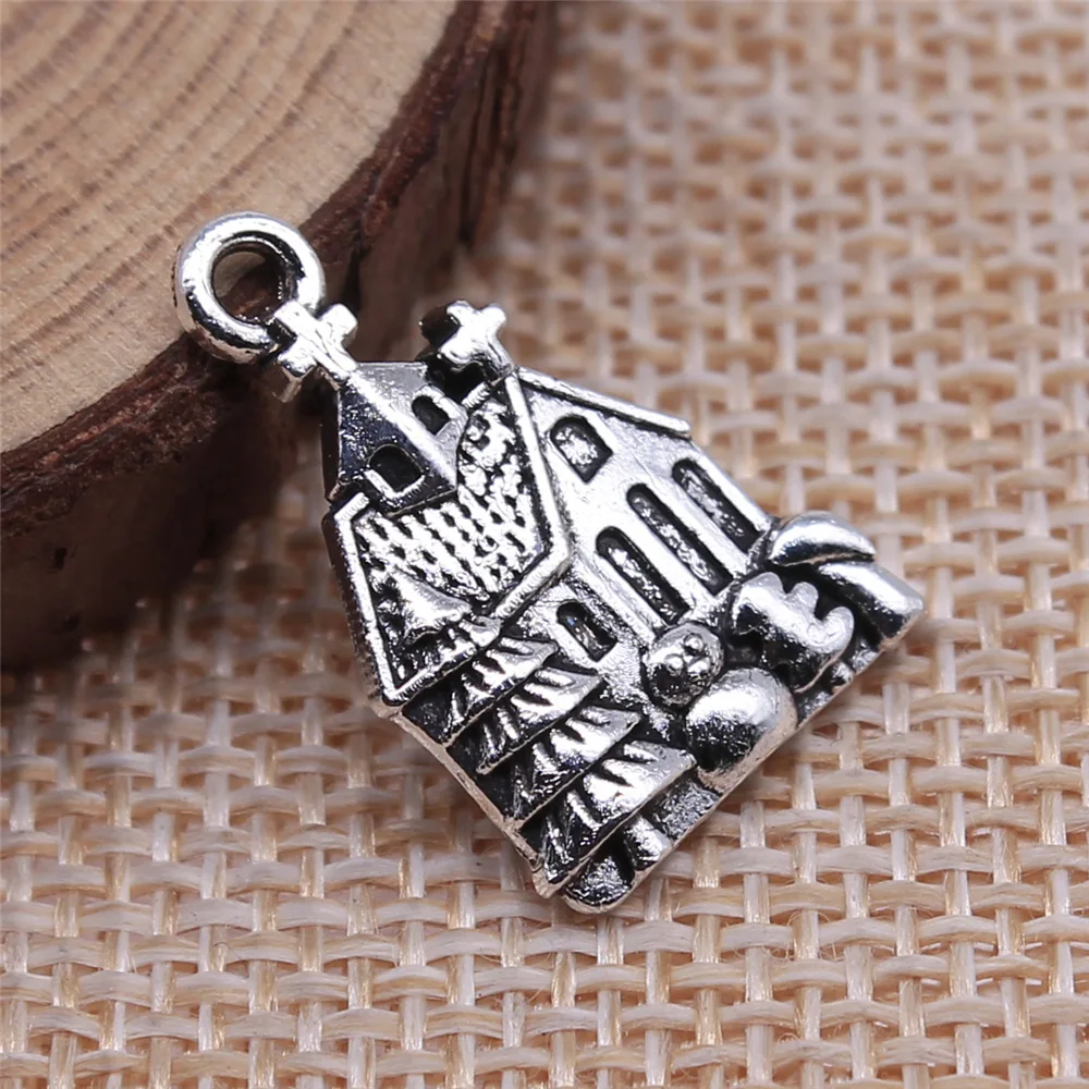 WYSIWYG 10pcs 21x14mm Antique Silver Color House Charms Pendant For DIY Jewelry Making Handmade Jewelry Craft Findings