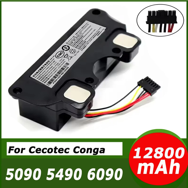 Original 12800mAh 14.4V Battery Pack for CECOTEC CONGA 5090 5490 6090 7090 - High Capacity Replacement Battery