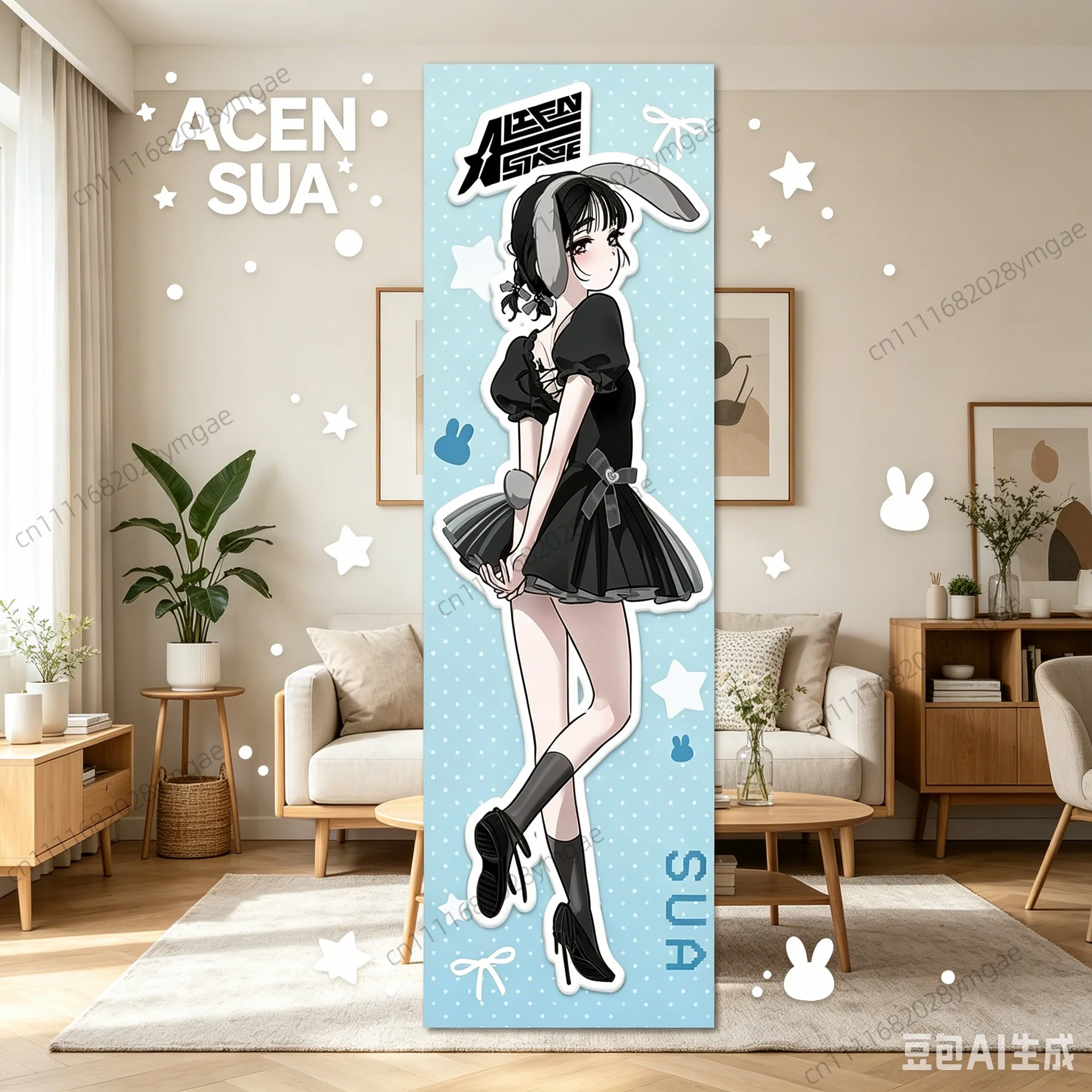 Creative Cute Anime Tapestries A-Alien Stage Bunny Girl Long Tapestry Kawaii Pink Backdrop Cloth Teen Dorm Room Menga Flag Decor