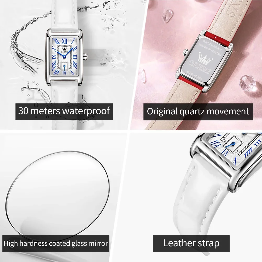 Orologio da donna, bracciale, collana, set da 3 pezzi, design elegante, quadrante rettangolare, movimento al quarzo, orologio da lavoro alla moda impermeabile