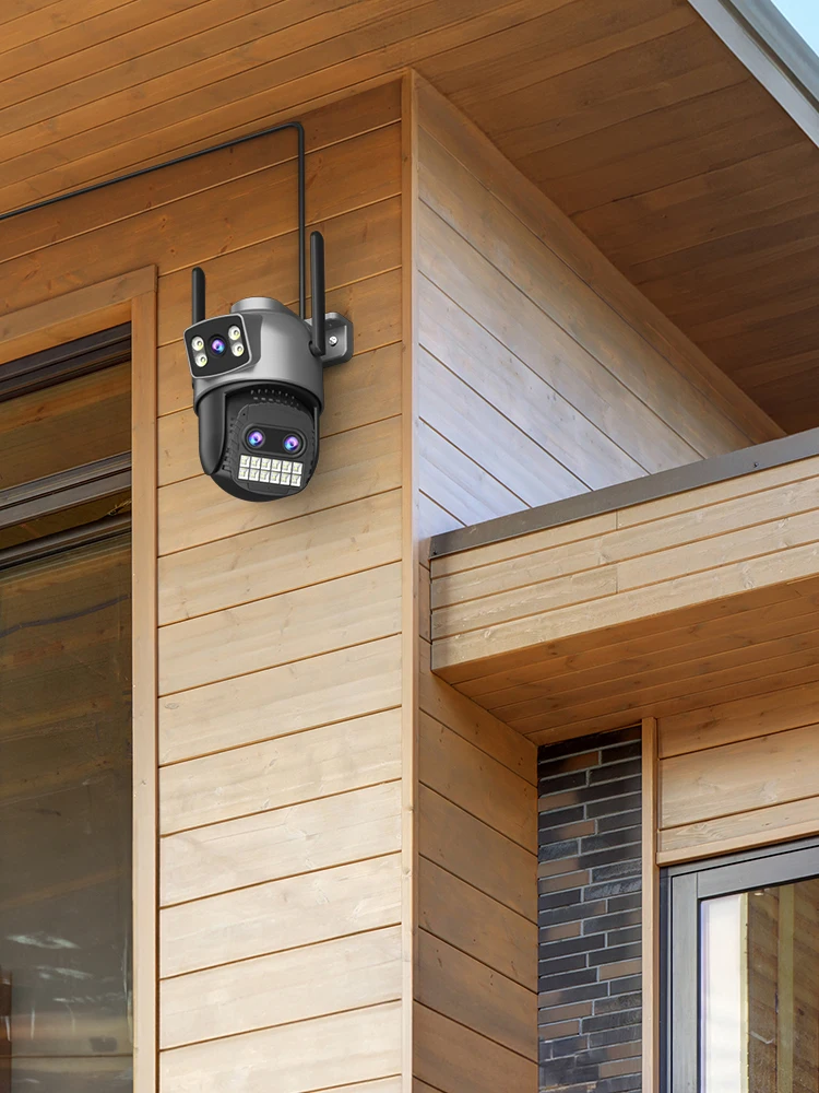 2 Stück 15MP 8K WLAN-Sicherheitskamera 2,4G/5G Dual-Band Dual-Bildschirme 10-fach Zoom CCTV-Überwachungskamera Nachtsicht Menschenerkennung