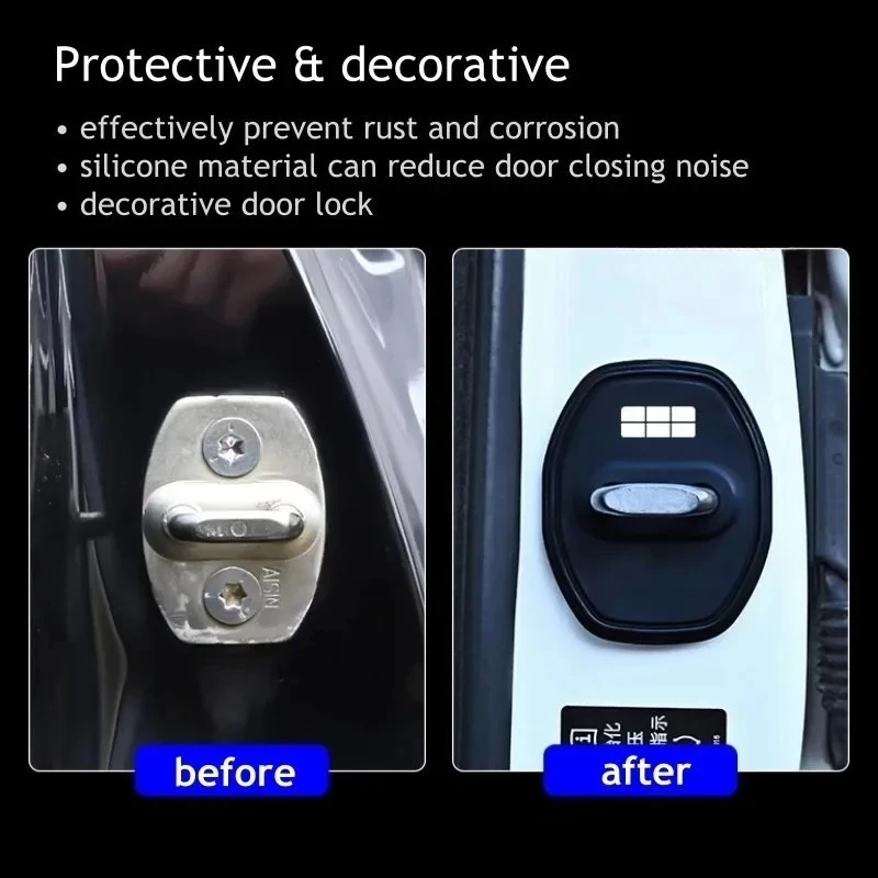 Car Door Shock Buffer Pad & Lock Silicone Cover For Geely Galaxy Starship7 Anti-collision Door Latch Protector