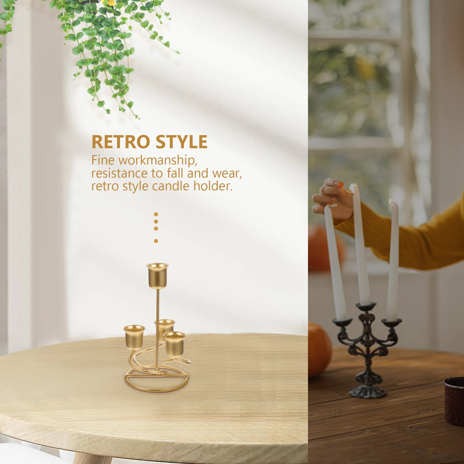 

Retro Holder European Style Iron Candlestick Unique Creative Design for Holiday Decorations Polished Smooth Surface