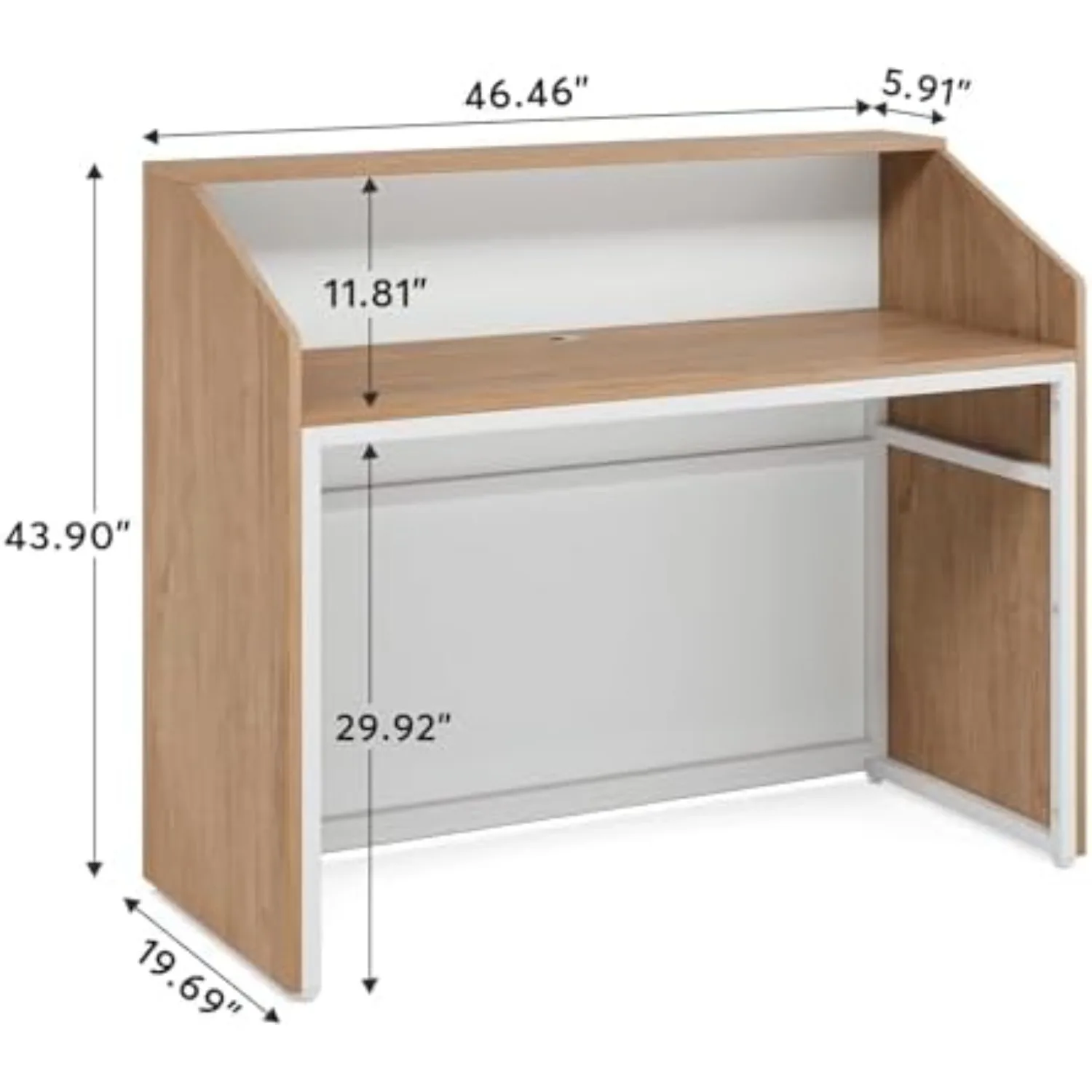 Reception Desk with Counter, Modern Front Desk Reception Room Table with Cable Grommet, 47 inch Retail Counter for