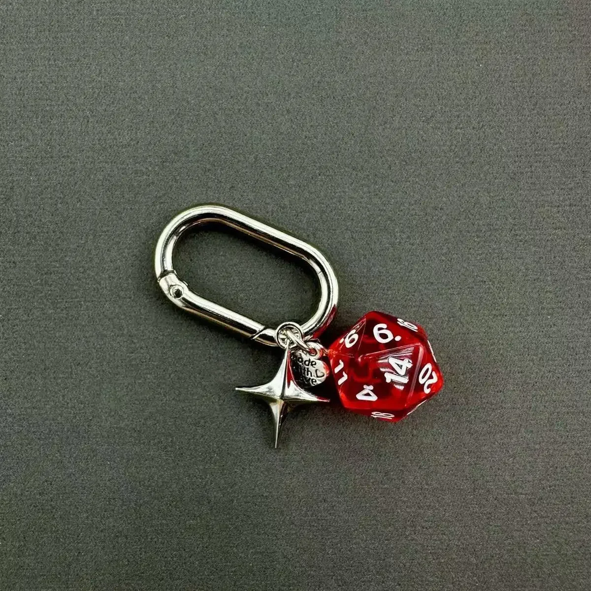 Red Heart A Dice Keychain Bag Charms Purse Car Keyring Exquisite