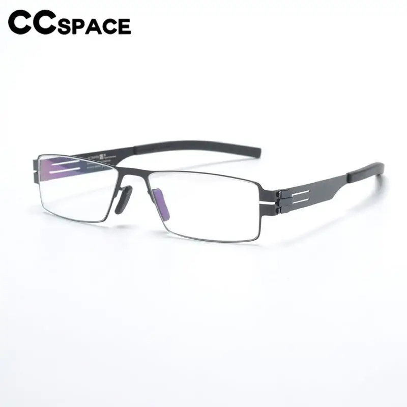 56712 Men Fashion Ultralight Glasses Frame Square Metal Elastic Leg Optical Spectacle Frame Screwless Splicing Flat Mirror