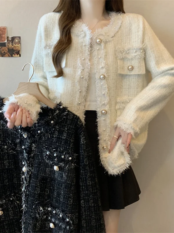 

Heavy Embellied Fringed Beaded Jaet Women's Autumn Winter New Loose Versatile Ele Top for plus Size Pear aped