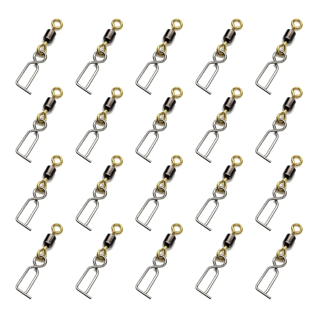 

20pcs Fishing Swivels Clip Stainless Fast Lock Clip Swivels for Squid Jig Fast Change Lure Clip Tackle Snap Connector