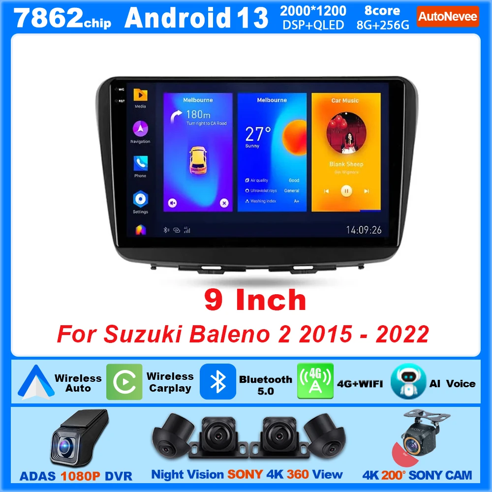 

Android For Suzuki Baleno 2015 - 2022 Car Player Auto Radio Automotivo Multimedia Navigation NO 2din Carplay Screen WiFi Touch