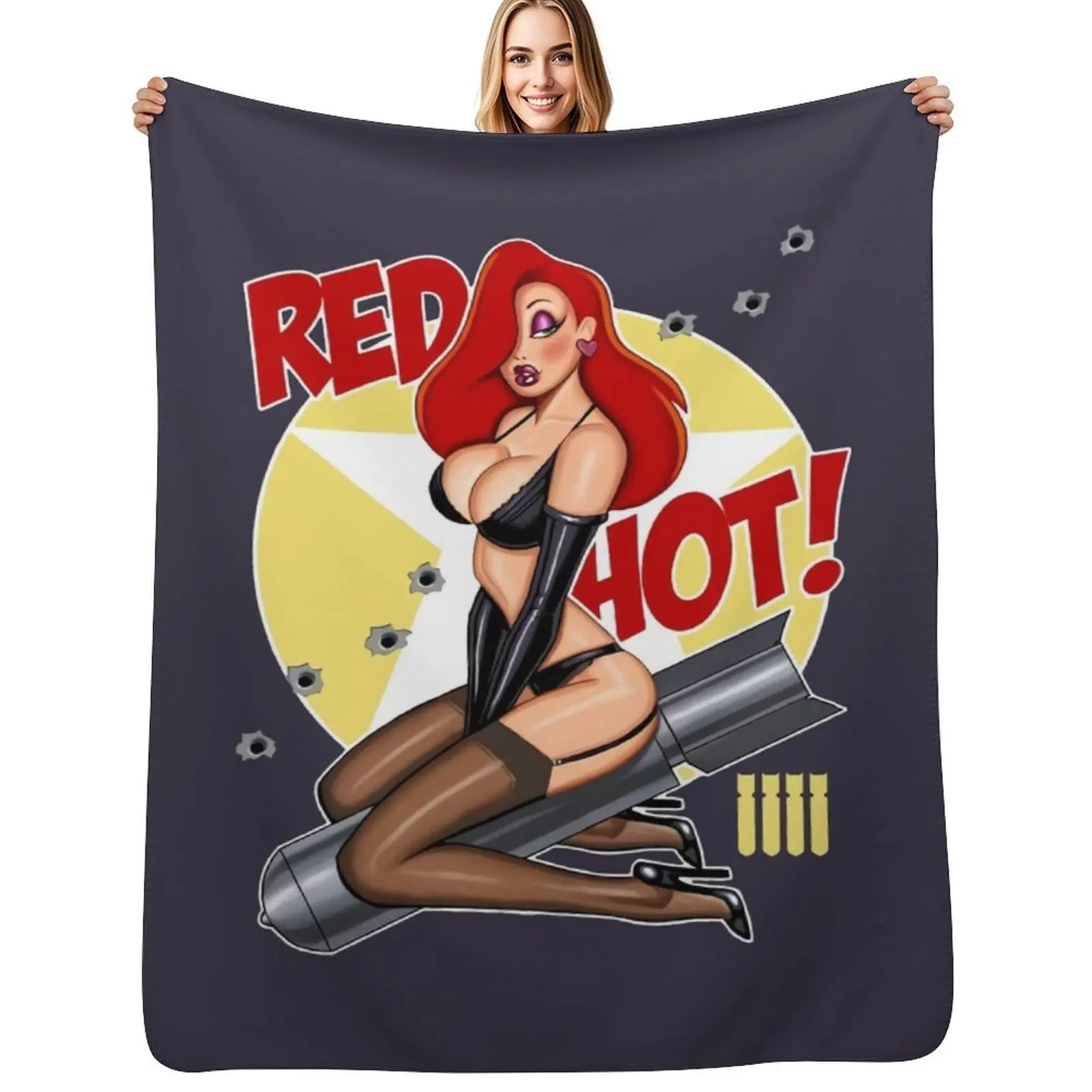 Red Hot Nose Art Jessica Rabbit 17 T Best Women 90s Retro Unique Best Hot Idea Throw Blanket bed plaid Cute Plaid Thin Blankets