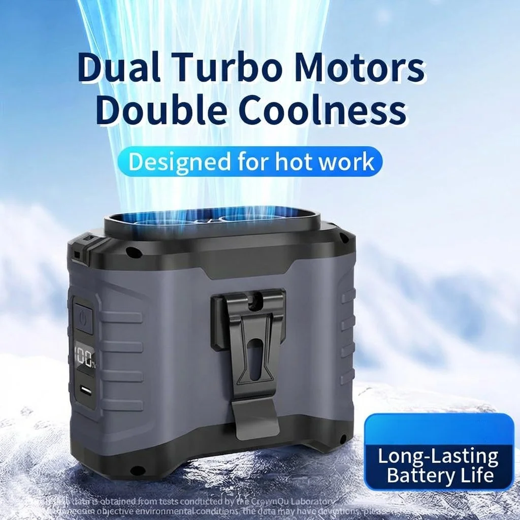 

10000mAh Outdoor Fan Portable Waist Hanging Neck Strong Dual Air Vents Fans for Travel Sports Courier Outdoor Working