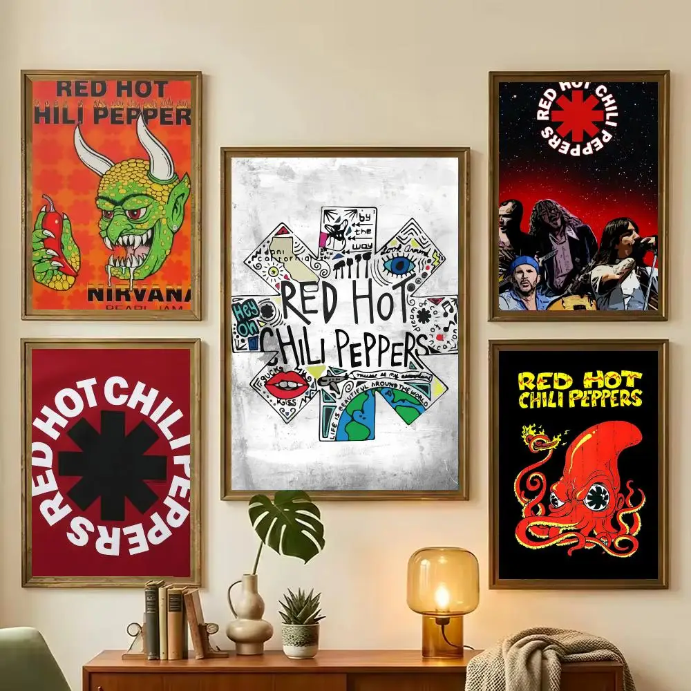 R-Red Hot C-Chili Peppers Painting Calligraphy Stylish Wall Art Poster, Bedroom Living Room Home Decor Gift