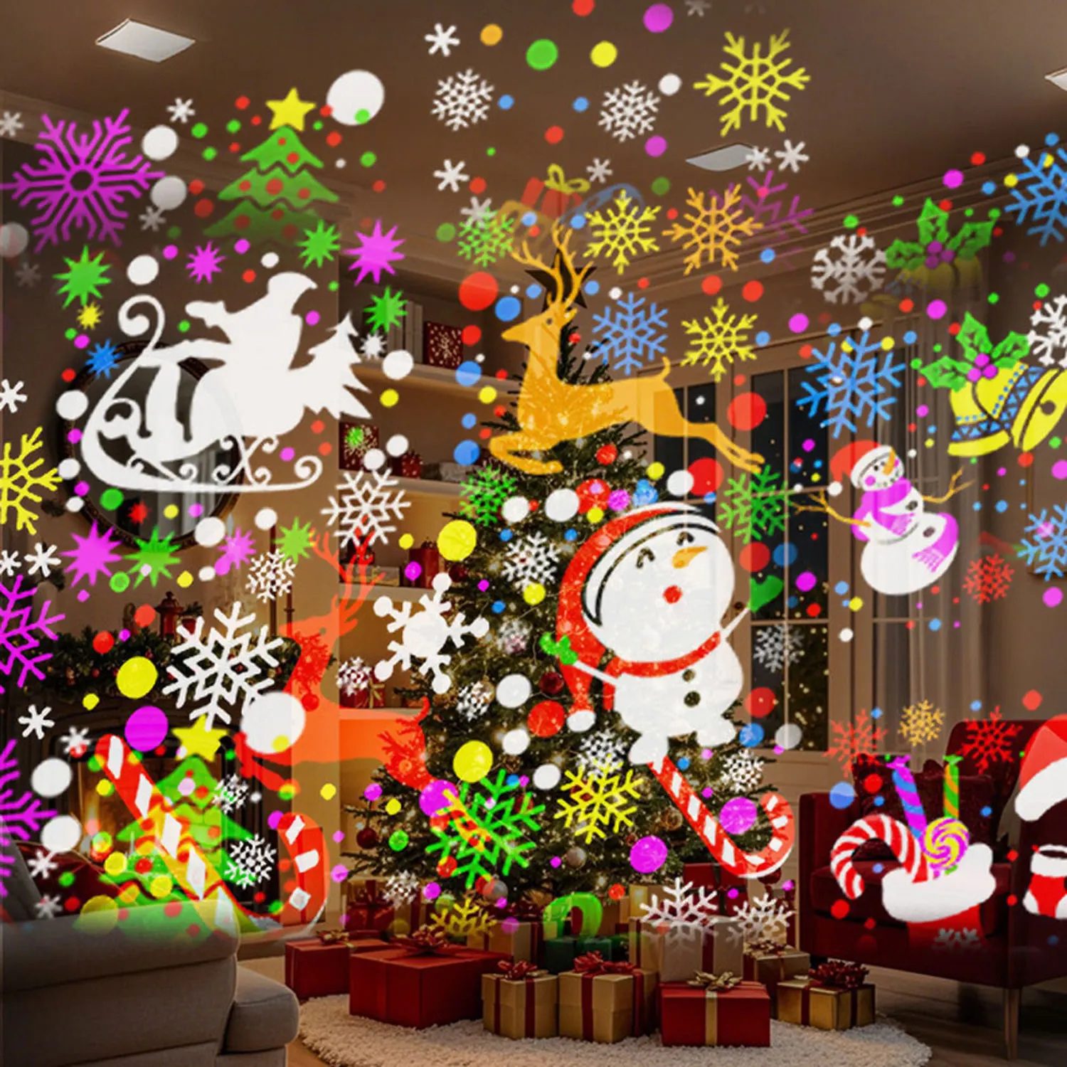 أضواء جهاز عرض عيد الميلاد - مصباح LED على شكل ندفة الثلج يعمل بمنفذ USB لغرفة المعيشة وحفلات عطلة رأس السنة وعيد الميلاد #5