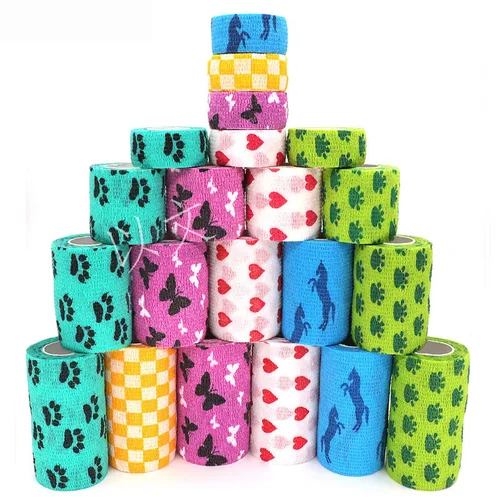 Imagen 2 del producto COYOCO-Cinta de envoltura autoadhesiva impresa para rodilla, vendaje elástico, terapia de 4,8 m, Protector colorido para deportes, articulación de dedo, mascotas