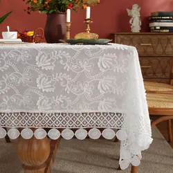 Luxury Lace Tablecloth for Living Room Bedroom Cover Table Party Table Cloth American White Embroider Table Cover Decoration