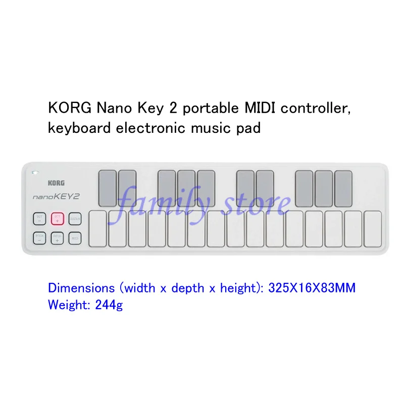 Electronic music pads for music creation and performance, portable MIDI controller keyboard KORG Nano Key 2