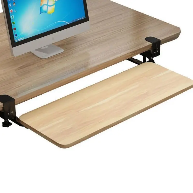 Under Desk Keyboard Tray Pull Out Holder Sliding Rails Computer Home Office Student Dormitory